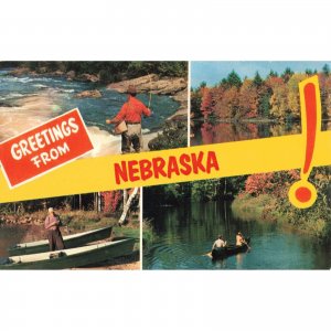 Nebraska Greeting Banner Fishing Canoeing Postcard / 2R5-483