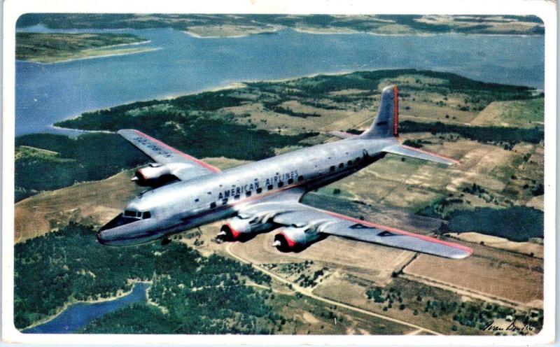 AMERICAN AIRLINES   AIRPLANE   1951   Advertising   Postcard 