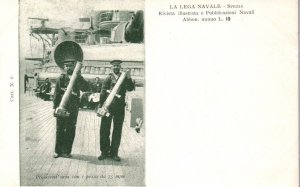 Postcard Italian Royal Navy Present Arm Pieces of 75mm