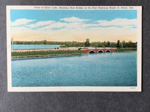 Silver Lake Showing New Bridge Route 13 Dover DE Linen Postcard H2090080810