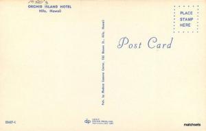 1950s Hilo Hawaii Birdseye View Orchid Island Hotel Modern Camera Postcard 9404