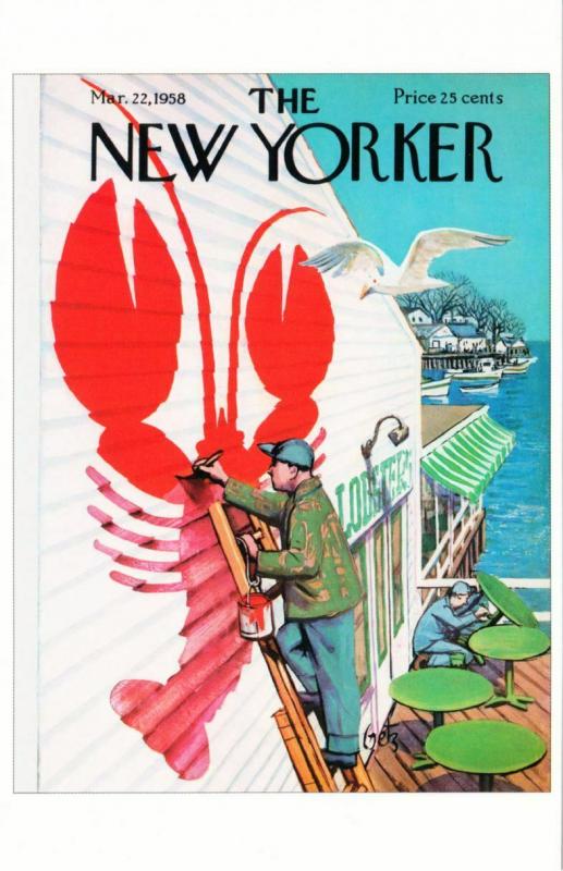 Painting a Lobster on Maine Restaurant on 1958 The New Yorker Magazine Postcard