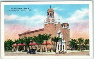 c1920s Palm Beach FL St Edward's Church Moorish Linen PC Odd Mini Carriages A288