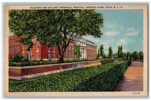 1952 Soldier's And Sailor's Memorial Hospital Masonic Home Utica NY Postcard 