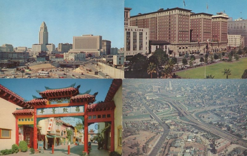 Los Angeles Traffic Chinatown Biltmore Hotel Civic Center 4x USA Postcard s