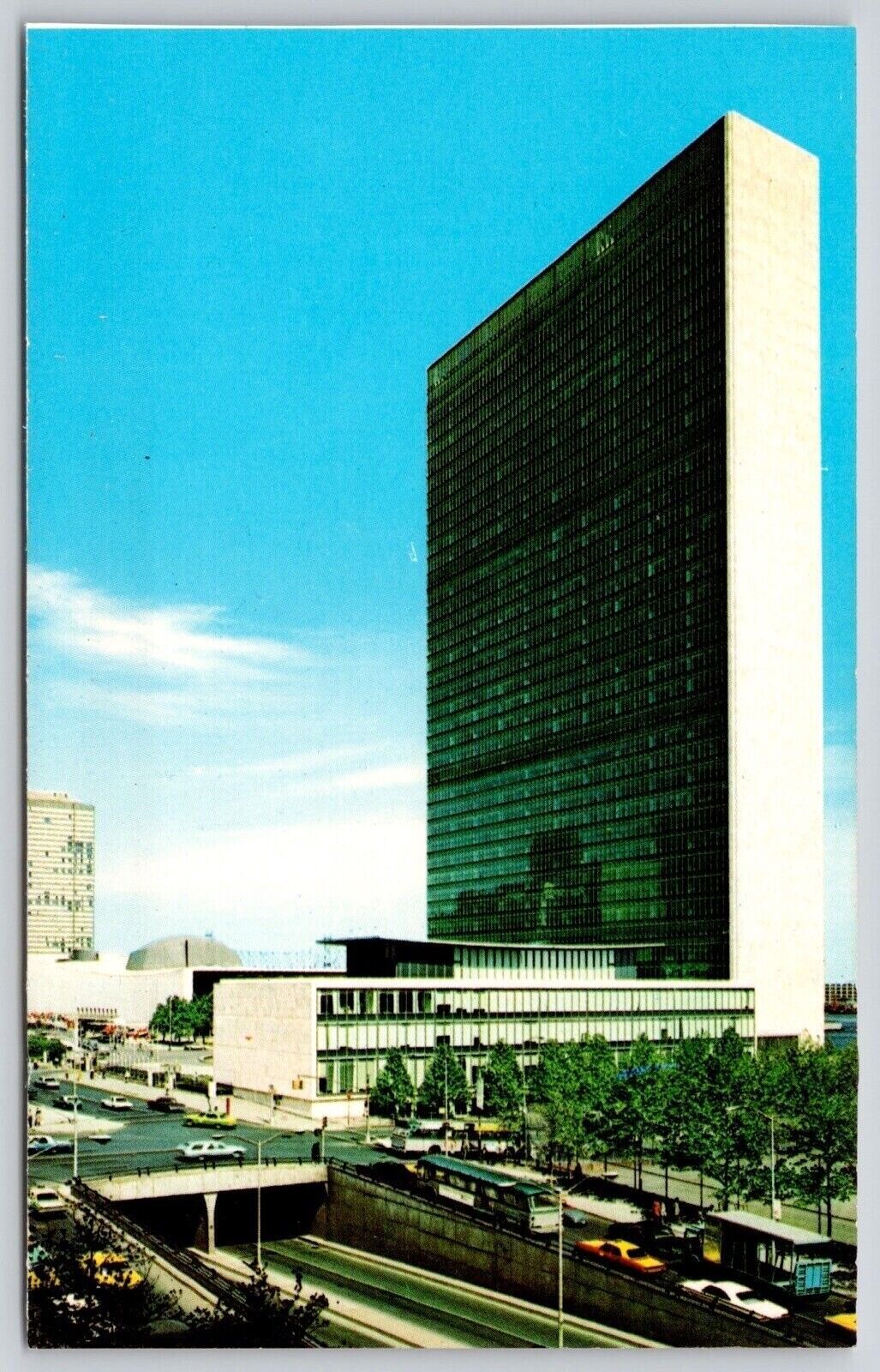 United Nations New York Headquarters Birds Eye View Skyscraper Old Cars ...