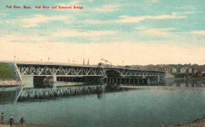 Vintage Postcard 1912 Fall River Somerset Vet. Memorial Bridge Massachusetts MA