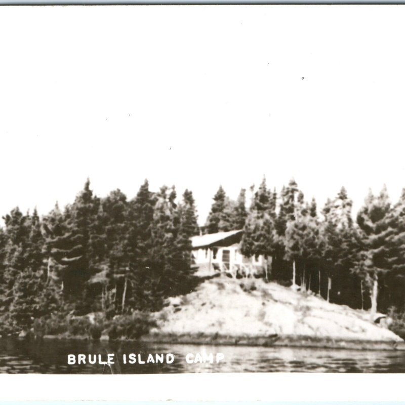 c1950s Brule Island, MI Camp RPPC Lake Fish Real Photo Postcard Minn Vtg A101