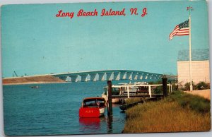 Postcard NJ Long Beach Island  boats Causeway bridge