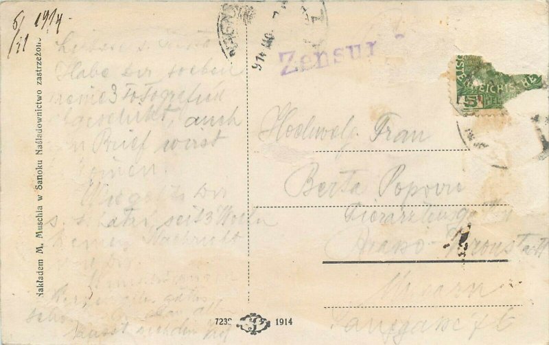 Poland Sanok C. k. Gimnazyum ulica postcard 1914