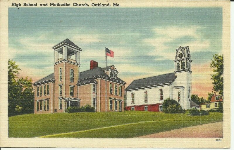 Oakland,Me., High School And Methodist Church