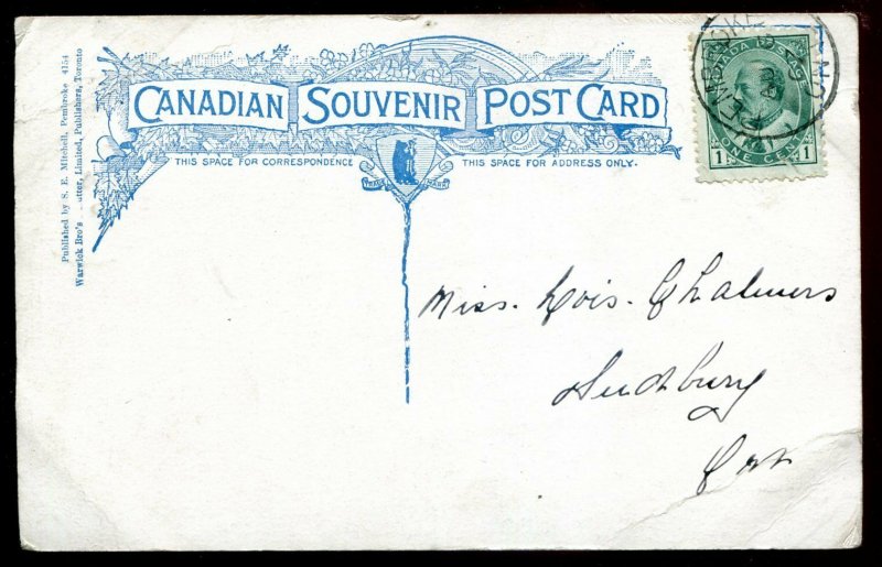 h3559 - PEMBROKE Ontario Postcard 1907 Ottawa River Islands by Warwick/ Mitchell