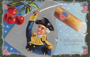 President George Washington His Bravery Patriotic 1910c postcard