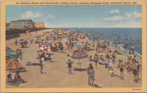 Postcard Bathing Beach and Boardwalk Looking North Rehoboth Beach DE