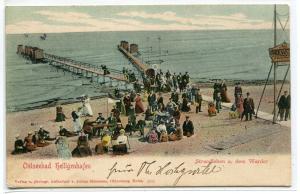 Beach Scene Pier Ostseebad Helligenhafen Baltic Sea Germany 1904 postcard