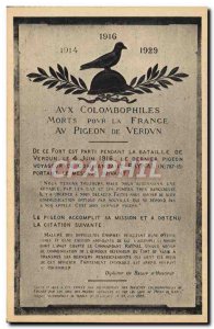 Old Postcard Army Pigeon Avx De Verdun Fort de Vaux