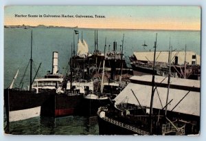 Galveston Texas TX Postcard Harbor Scene In Galveston Harbor c1910's  Antique