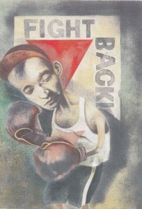 Fight Back Red Wedge Soviet Russian Boxing Poster Postcard