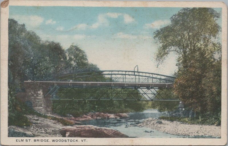 Postcard Elm St Bridge Woodstock Vermont VT