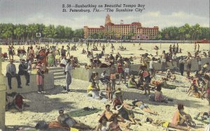 Sunbathing on Tampa Bay in St. Petersburg Florida Mailed 1941