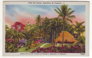 P722 vintage grass huts the interior of panama flowers palm trees