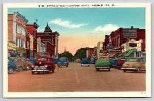 Thomasville Georgia~Broad Street Looking North~Vintage Linen Postcard