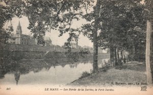 Postcard 1910's Garden of Petit Bordeaux River Park Sarthe Le Mans France FR