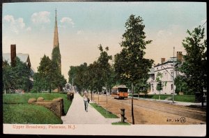 Vintage Postcard 1901-1907 Upper Broadway, Paterson, New Jersey (NJ)