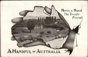 Map Handful of AustraliaHand/Map c1910 Used Postcard