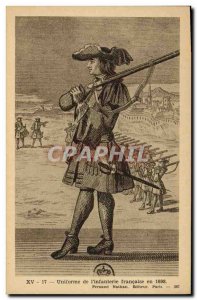 Postcard Old Army Uniforms of the French infantry in 1698