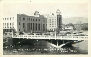 1940s US Post Office Hotel Riverside Reno Nevada #488 RPPC Photo Postcard 8855