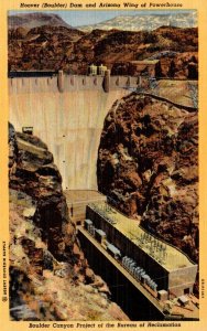 Nevada Hoover Boulder Dam and Arizona Wing Of Powerhouse Curteicgh