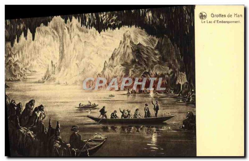 Old Postcard Han Caves Lake d & # 39Embarquement