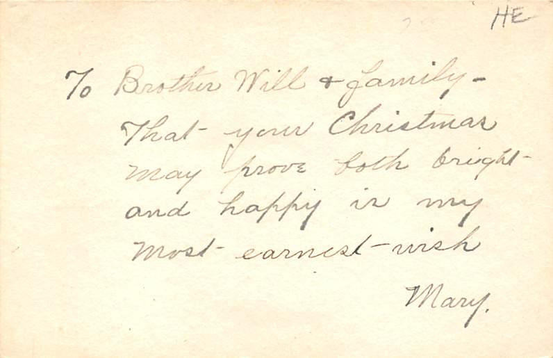 Non Postcard Backing Christmas Writing on back 