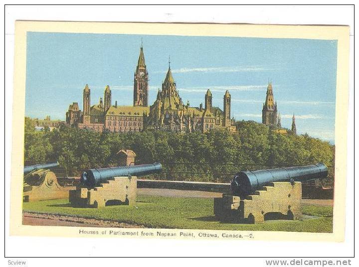 Houses Of Parliament From Nepean Point, Cannons, Ottawa, Canada, 1910-1920s