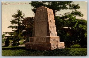 Medfield  Soldiers' Monument   Massachusetts  Postcard c1915