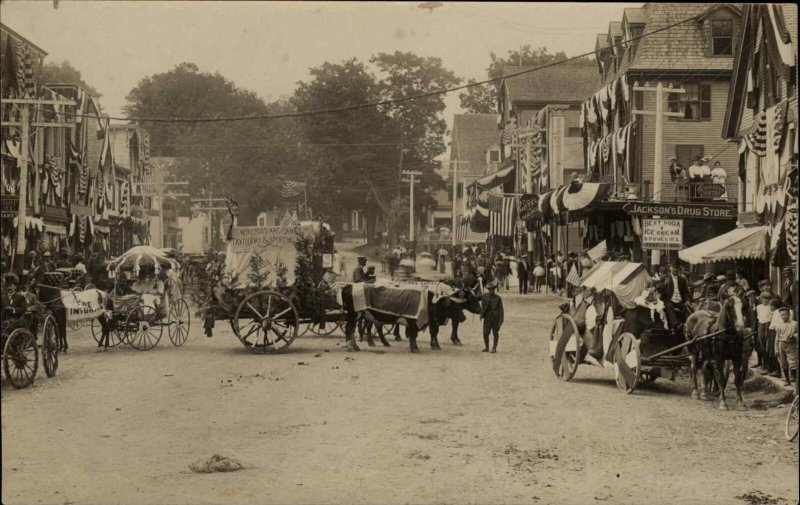 Winthrop ME Spectacular Street Scene Taxidermy Advertising Wagon RPPC