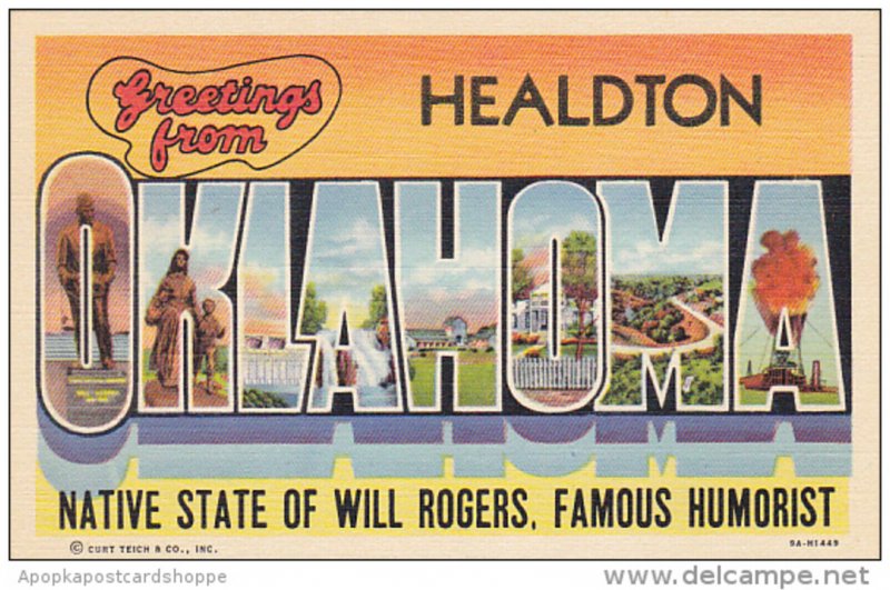 Oklahom Greetings From Healdton Large Letter Lionen Curteich