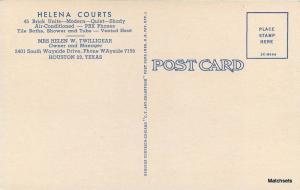 1940's Curt Teich HOUSTON TEXAS Helena Court postcard 10091 Linen