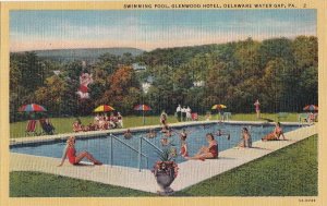 Postcard Swimming Pool Glenwood Hotel Delaware Water Gap PA