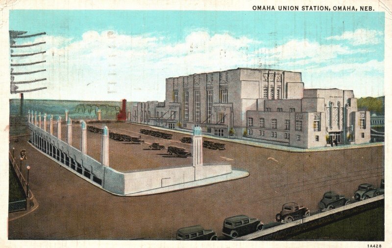 Vintage Postcard 1936 Omaha Union Station Building Landmark Omaha Nebraska NB