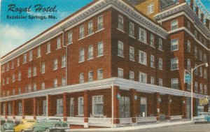 Postcard Missouri Excelsior Springs Royal Hotel autos Scott occupation 23-5043