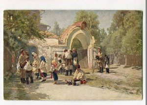 3072396 Ukraine type Beggars at church fencing by Makovskiy