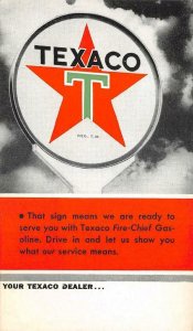 TEXACO GAS STATION SERVICE ADVERTISING POSTCARD (c. 1930s)