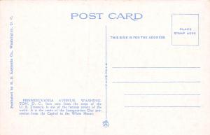 Pennsylvania Avenue, Washington, D.C., Early Linen Postcard, Unused
