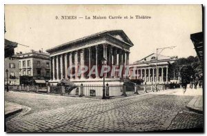 Postcard Old Nimes La Maison Carree and Theater