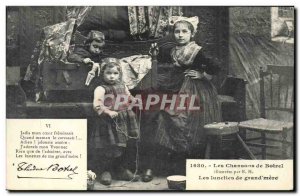 Old Postcard Fun Children Doll's songs Botrel illustrees The glasses grandmother