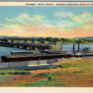 1937 La Crosse, WI Steamer Mark Twain Mississippi River Locks Steam Ship PC A222