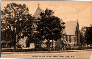 Church of the Sacred Heart, Dobbs Ferry NY Vintage Postcard E65