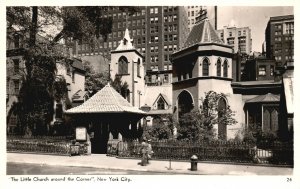 New York City NY, The Little Church Historic Parish Around Corner RPPC, Postcard